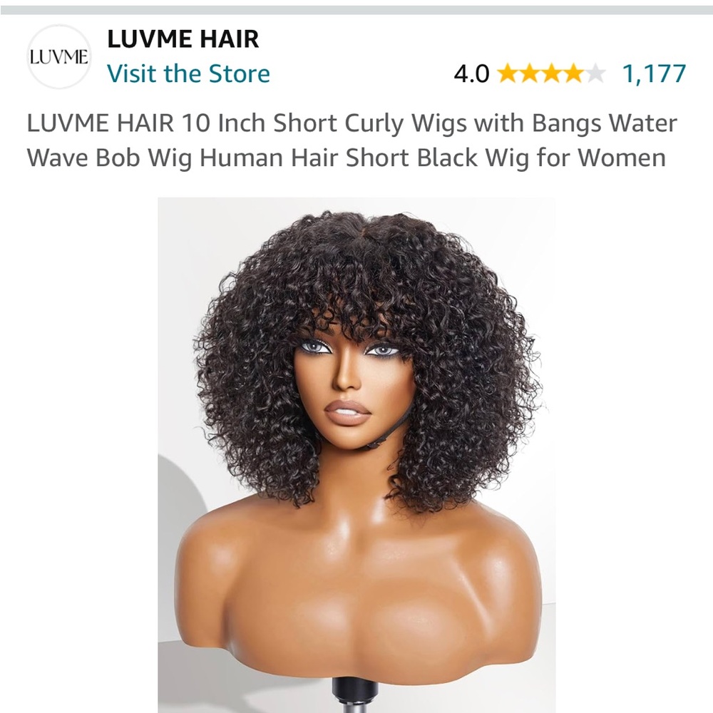 Luv Me Hair 10  inch curly human hair wig